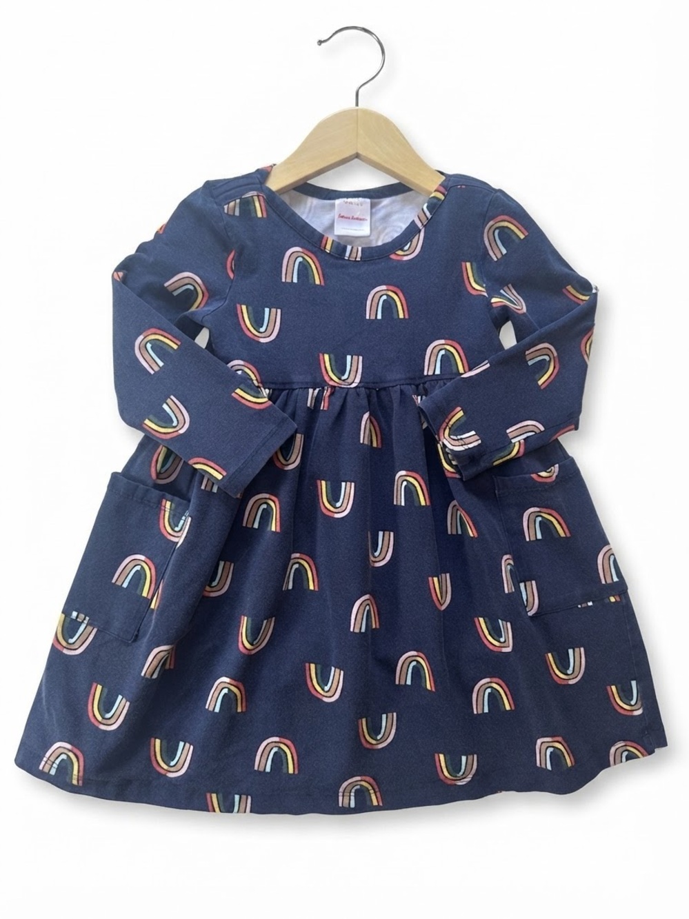 Hanna Andersson Girls Size 3T Navy Rainbow Cotton Dress